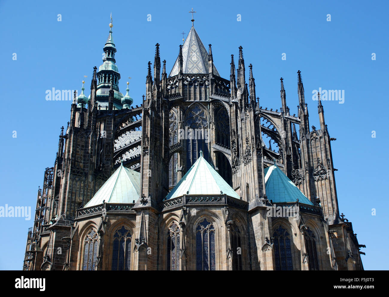 St Vitus Cathedral Prague Rear View With Flying Buttresses Stock Photo St Vitus Cathedral Prague Rear View With Flying Buttresses Stock Photo