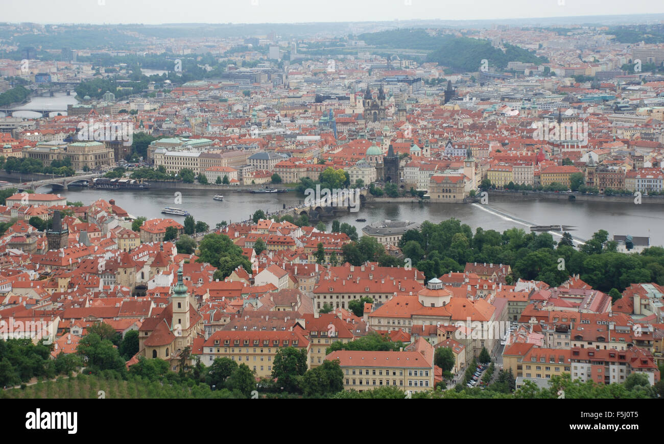 The City of Prague and the Charles Bridge Stock Photo