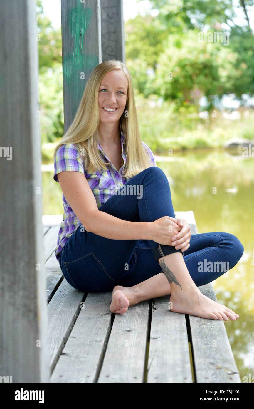 Exclusive - Photoshooting with German Snowboarder Anke Karstens on 15 July 2015. Photo: Frank May Stock Photo - Alamy