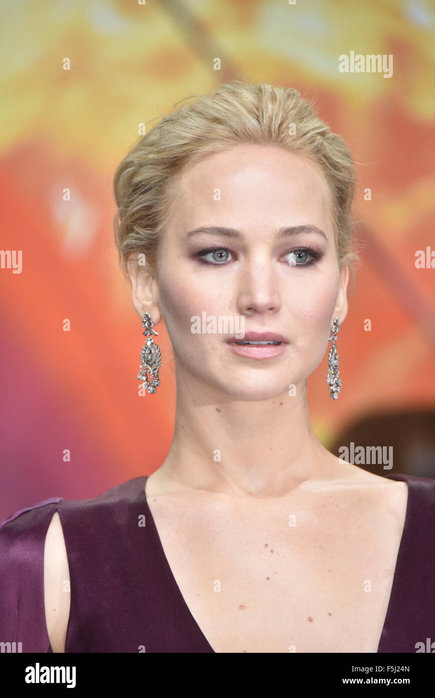American actress Jennifer Lawrence attends to the Premiere of 'The Hunger Games: Mockingjay - Part 2' at the Sony Center  CineStar in Berlin, Germany. On November 04, 2015./picture alliance Stock Photo