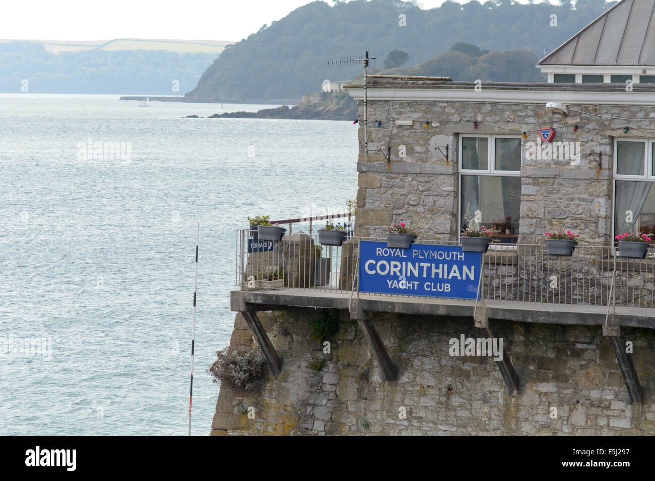 Corinthian Royal Plymouth Yacht Club with sign in Plymouth, Devon
