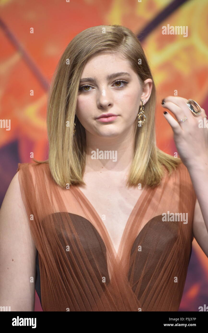 American actress Willow Shields attends to the Premiere of 'The Hunger Games: Mockingjay - Part 2' at the Sony Center CineStar in Berlin, Germany. On November 04, 2015./picture alliance Stock Photo