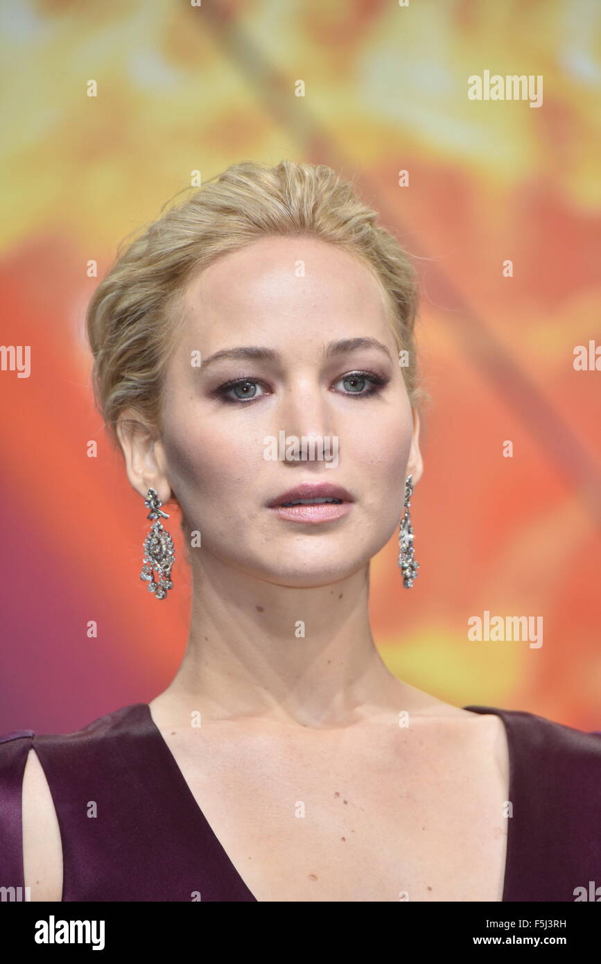 American actress Jennifer Lawrence attends to the Premiere of 'The Hunger Games: Mockingjay - Part 2' at the Sony Center CineStar in Berlin, Germany. On November 04, 2015./picture alliance Stock Photo