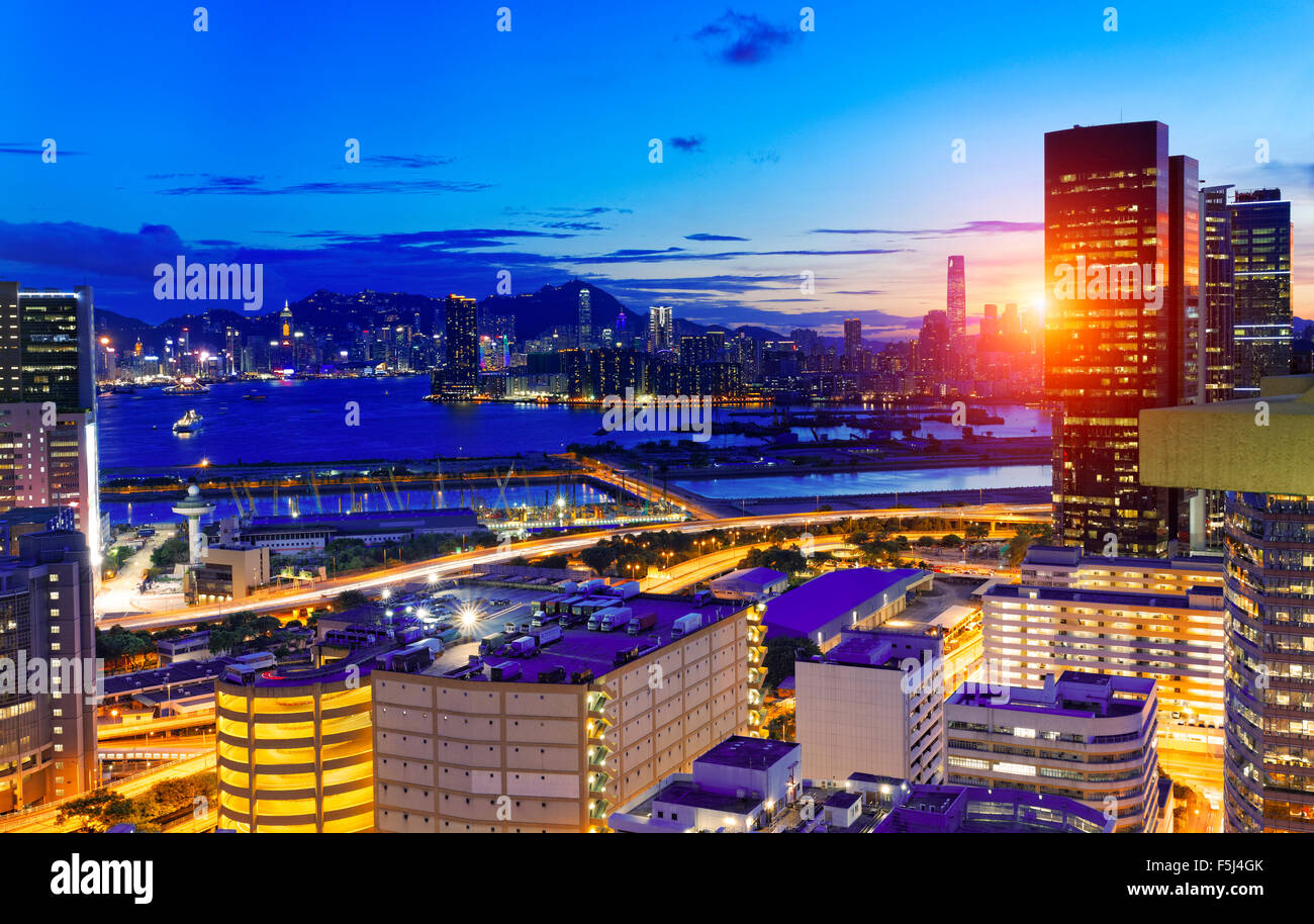 Hong Kong Kowloon at night Stock Photo - Alamy