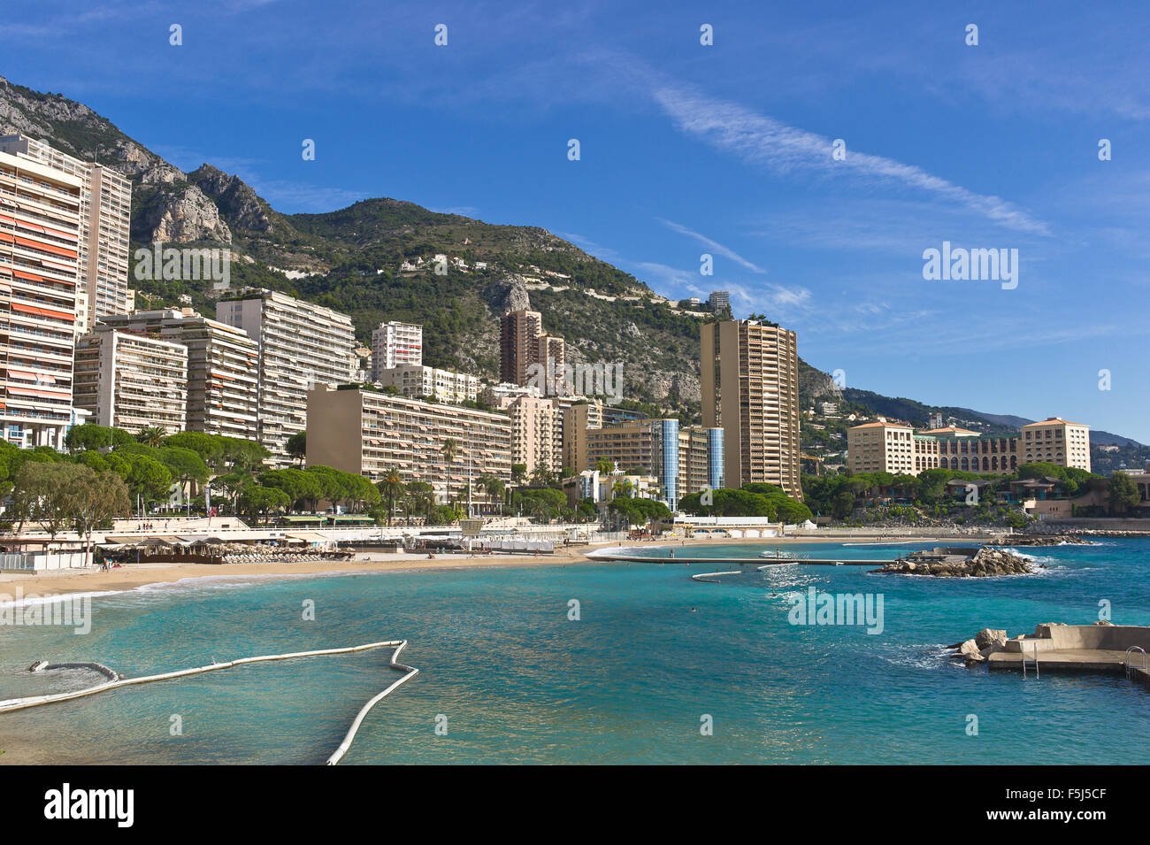 Larvotto Ward and its beach - Monaco, Monte Carlo Stock Photo