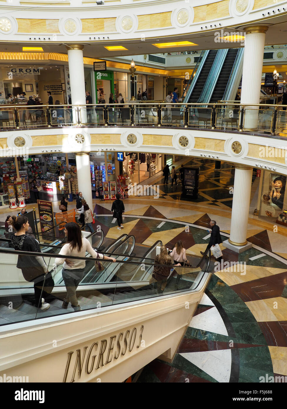 Euroma2 luxury shopping mall interior in the EUR district of Rome, Italy Stock Photo