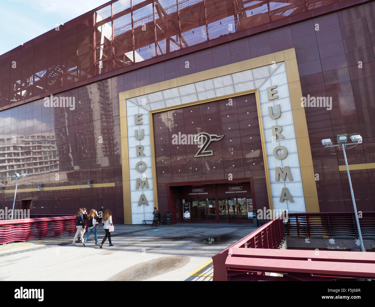 Euroma2 luxury shopping mall entrance in the EUR district of Rome, Italy Stock Photo