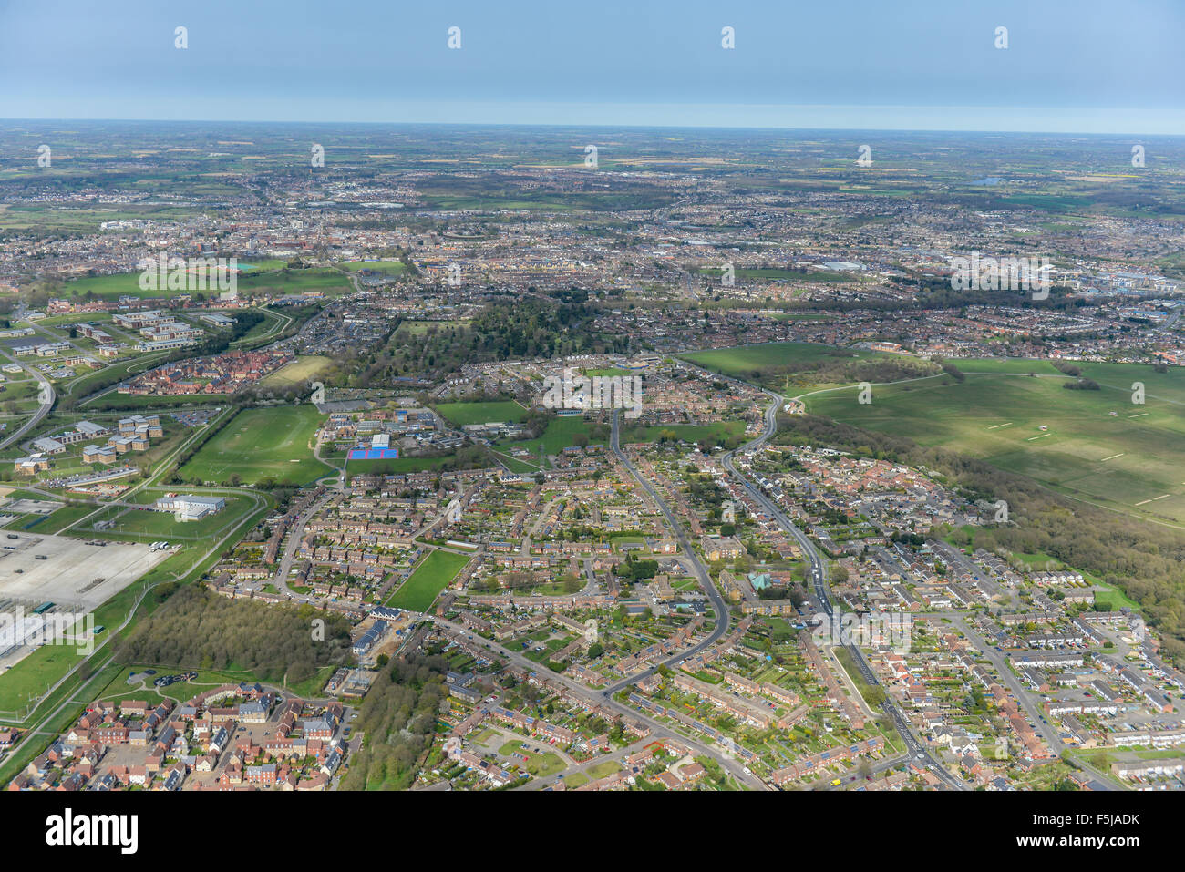 An aerial view of the Blackheath area of Colchester in Essex Stock