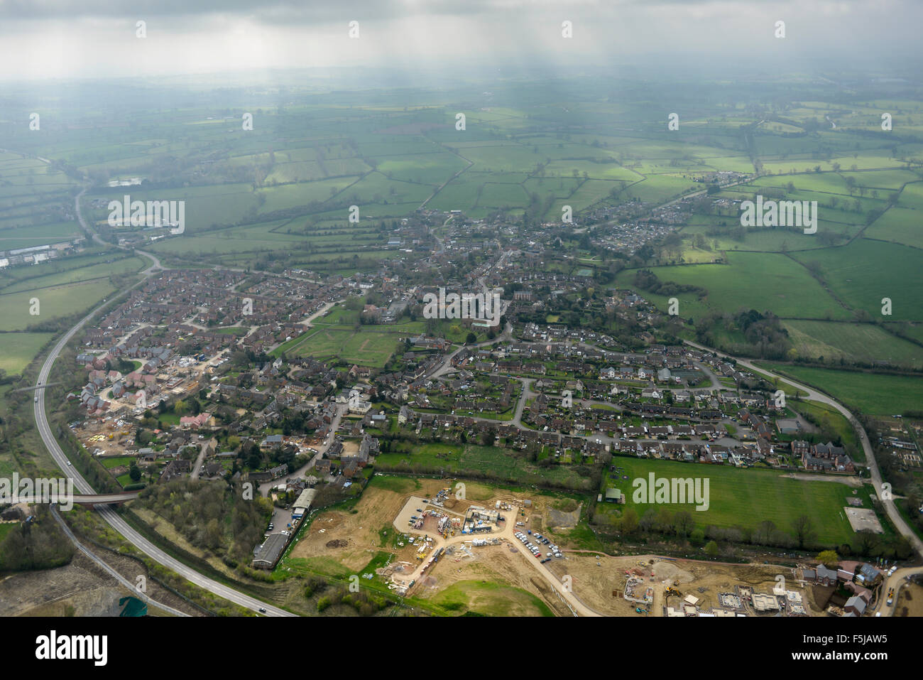 An aerial photograph of the Northamptonshire village of Crick Stock Photo