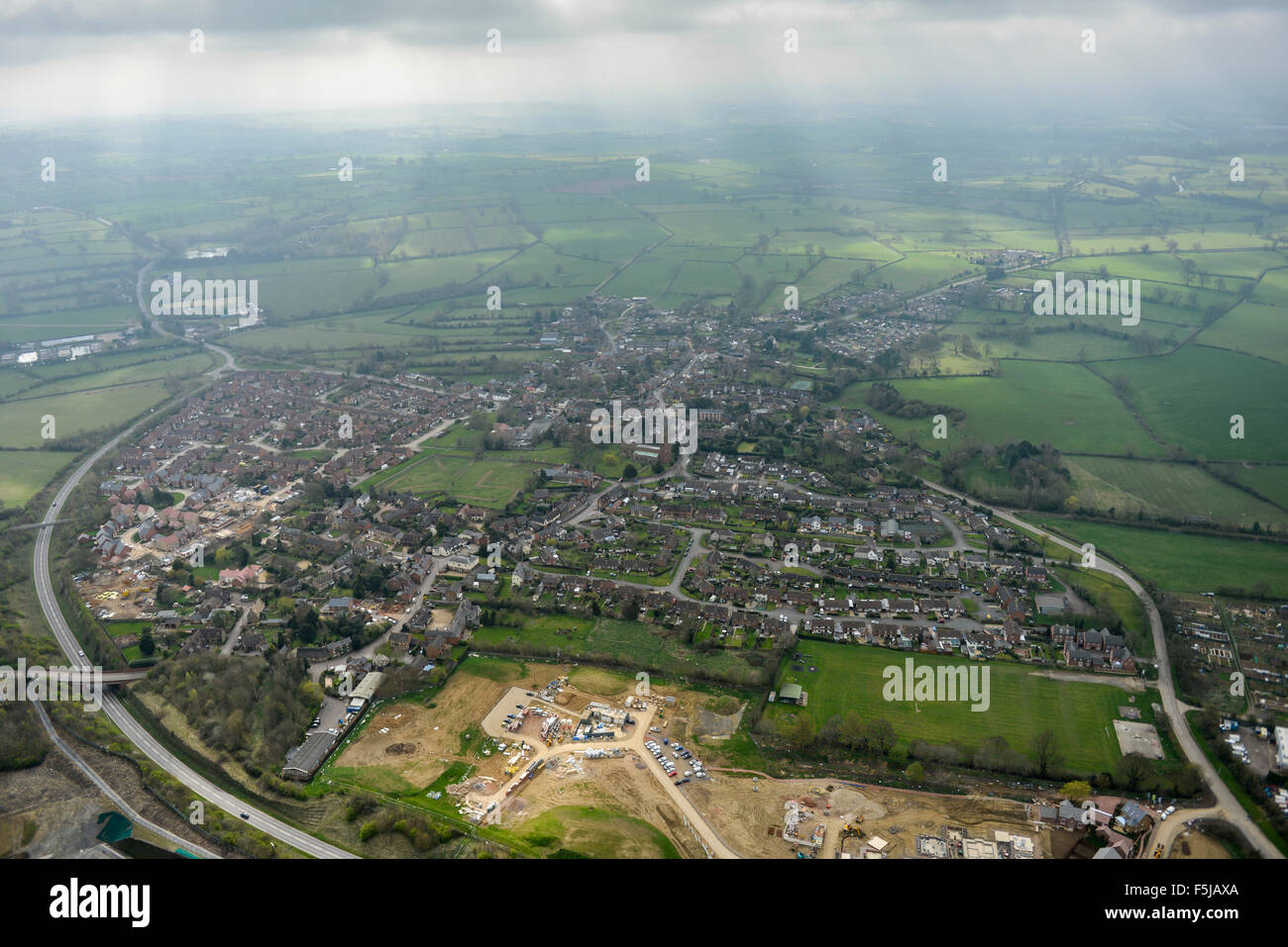 An aerial photograph of the Northamptonshire village of Crick Stock Photo