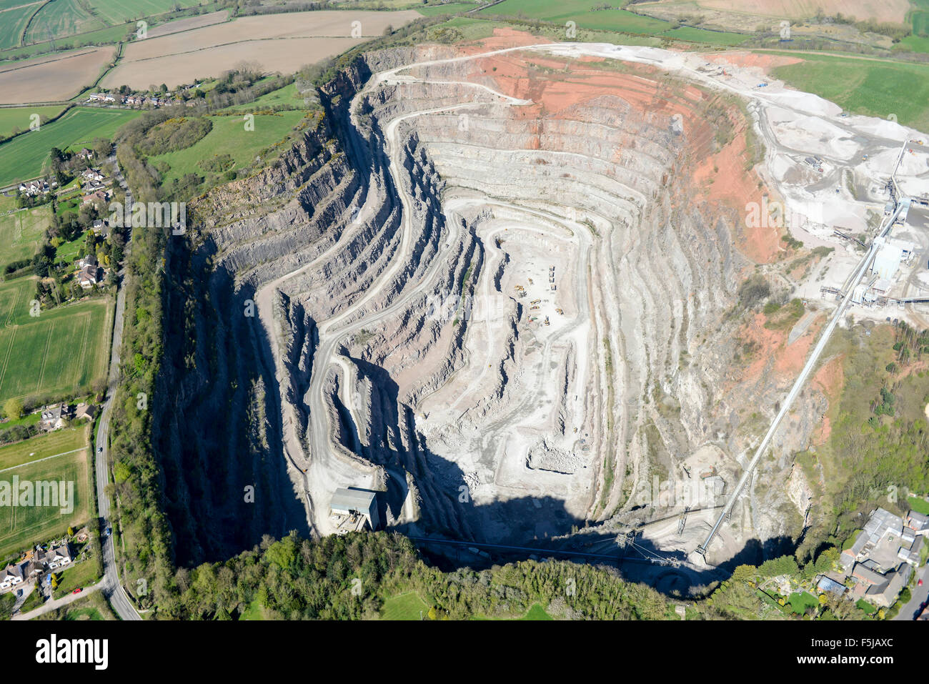An aerial view of Croft Granite Quarry in Leicestershire, UK Stock Photo