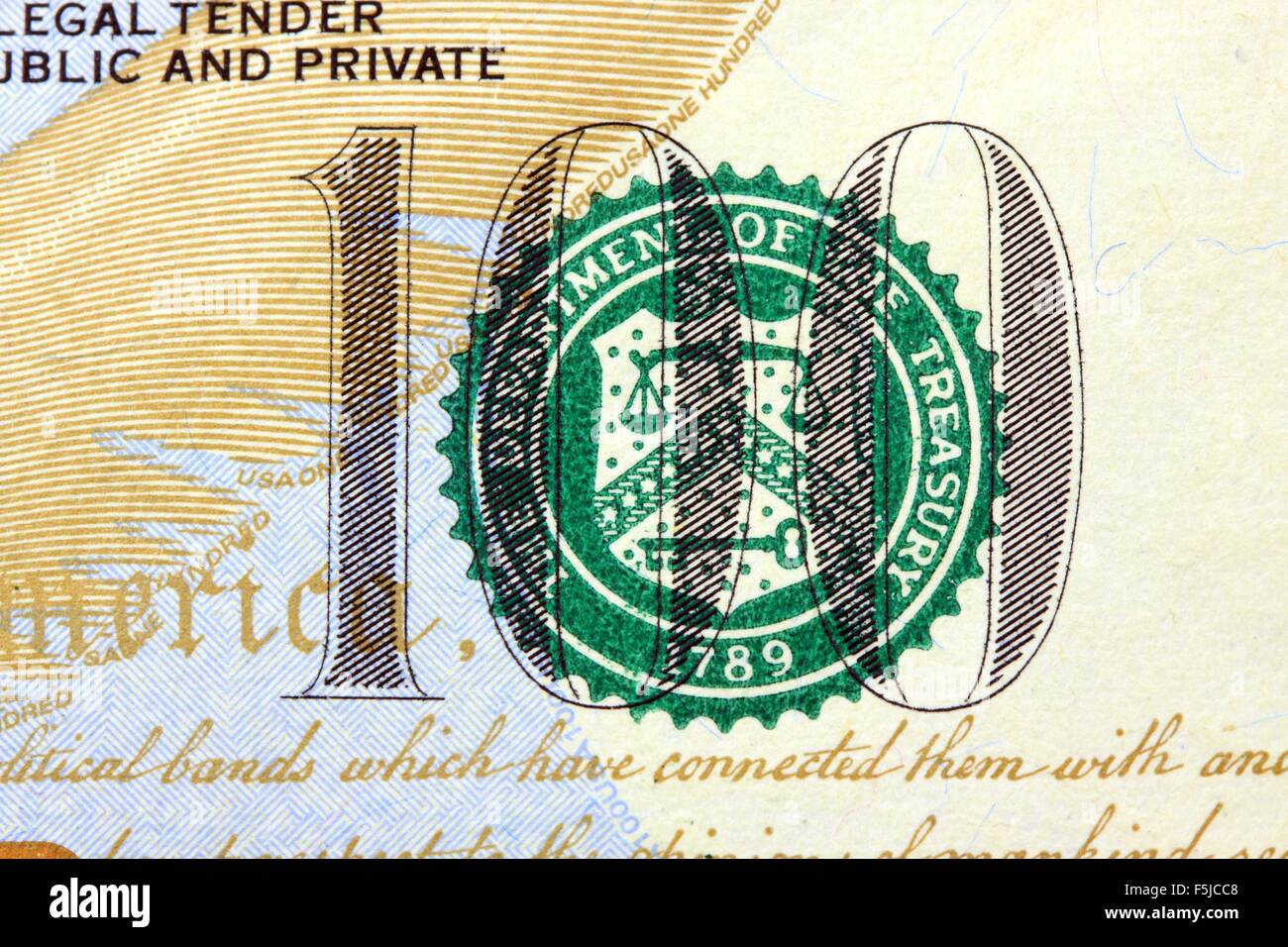 US Currency One Hundred Dollar Bill Stock Photo - Alamy