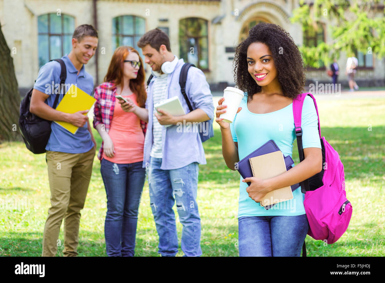 Concept for young student friends Stock Photo