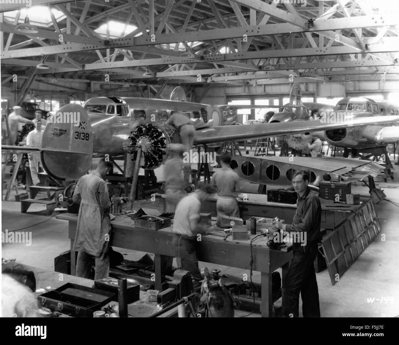 The Lockheed Model 10A is shown on the production line during the late ...