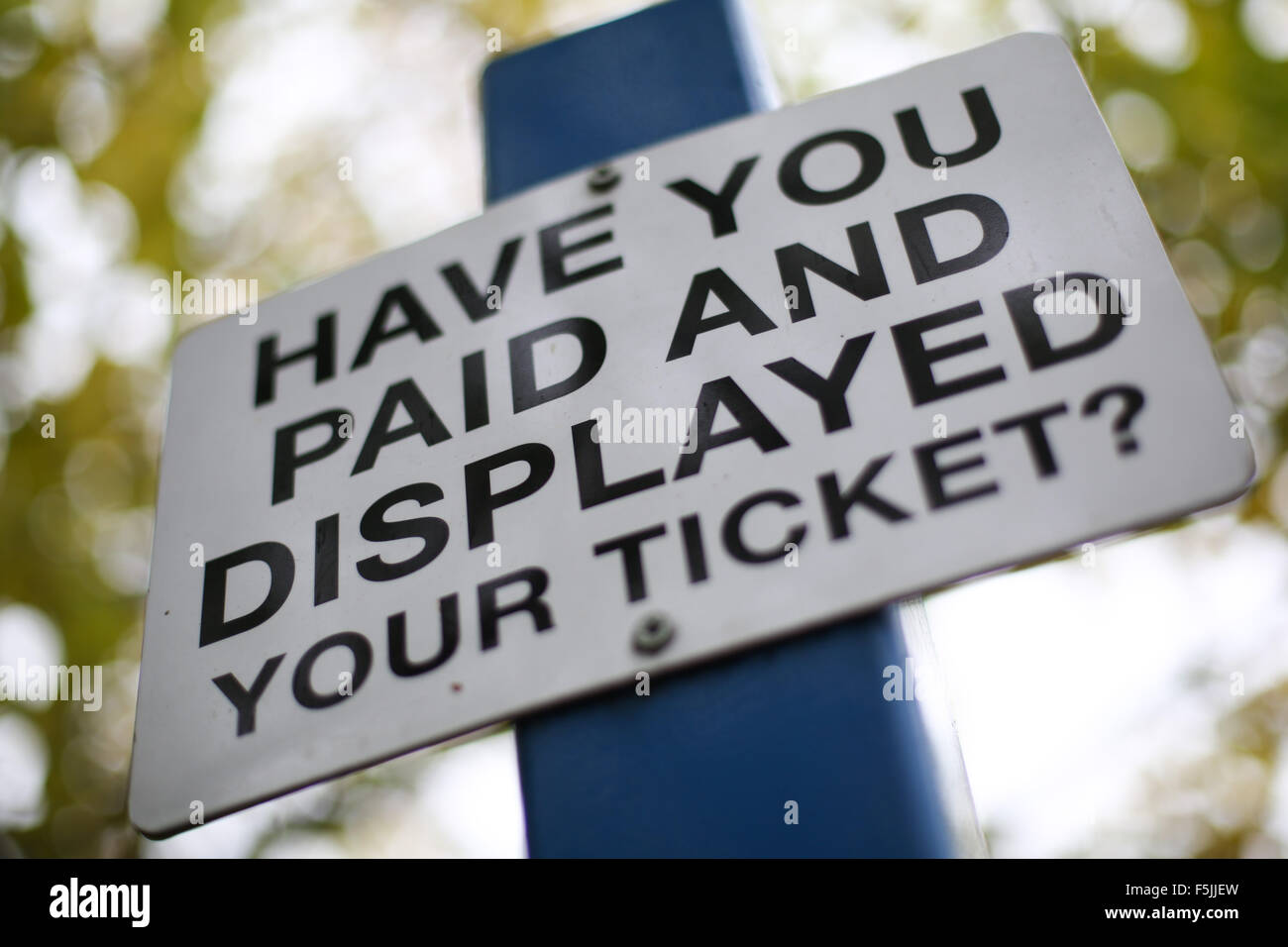 A pay and display parking sign in Bradford, West Yorkshire, Britain. Stock Photo