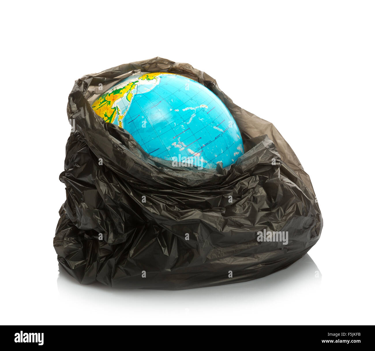 Earth inside litter pack on white Stock Photo