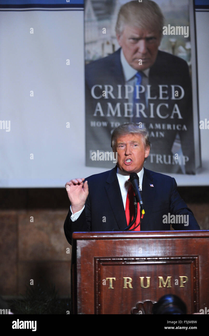 Donald Trump bei einer Pressekonferenz zur Präsentation seines Buches 'Crippled America - How to Make America Great Again' im Trump Tower. New York, 03.11.2015/picture alliance Stock Photo