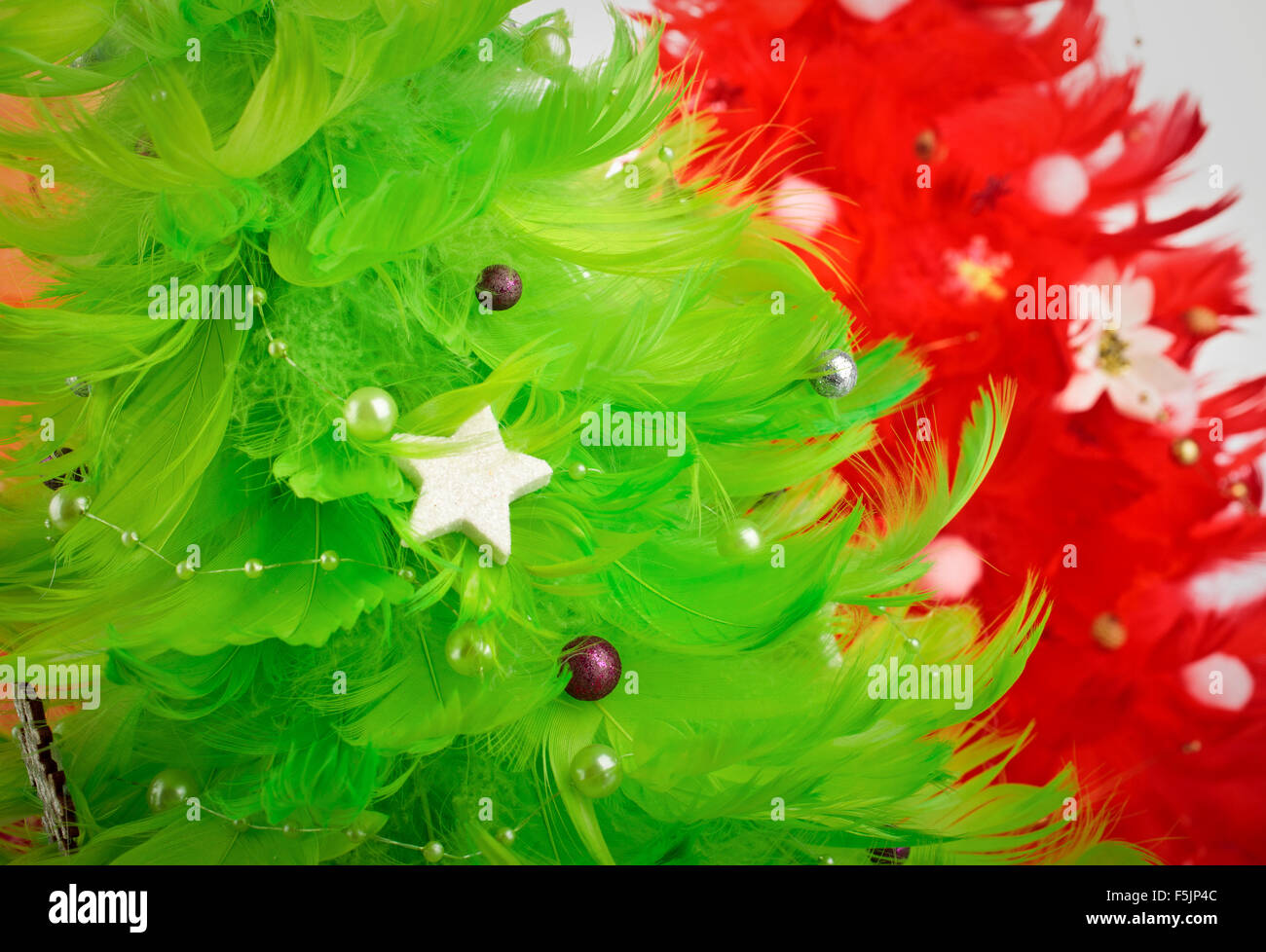 Red and white christmas trees background hires stock photography and