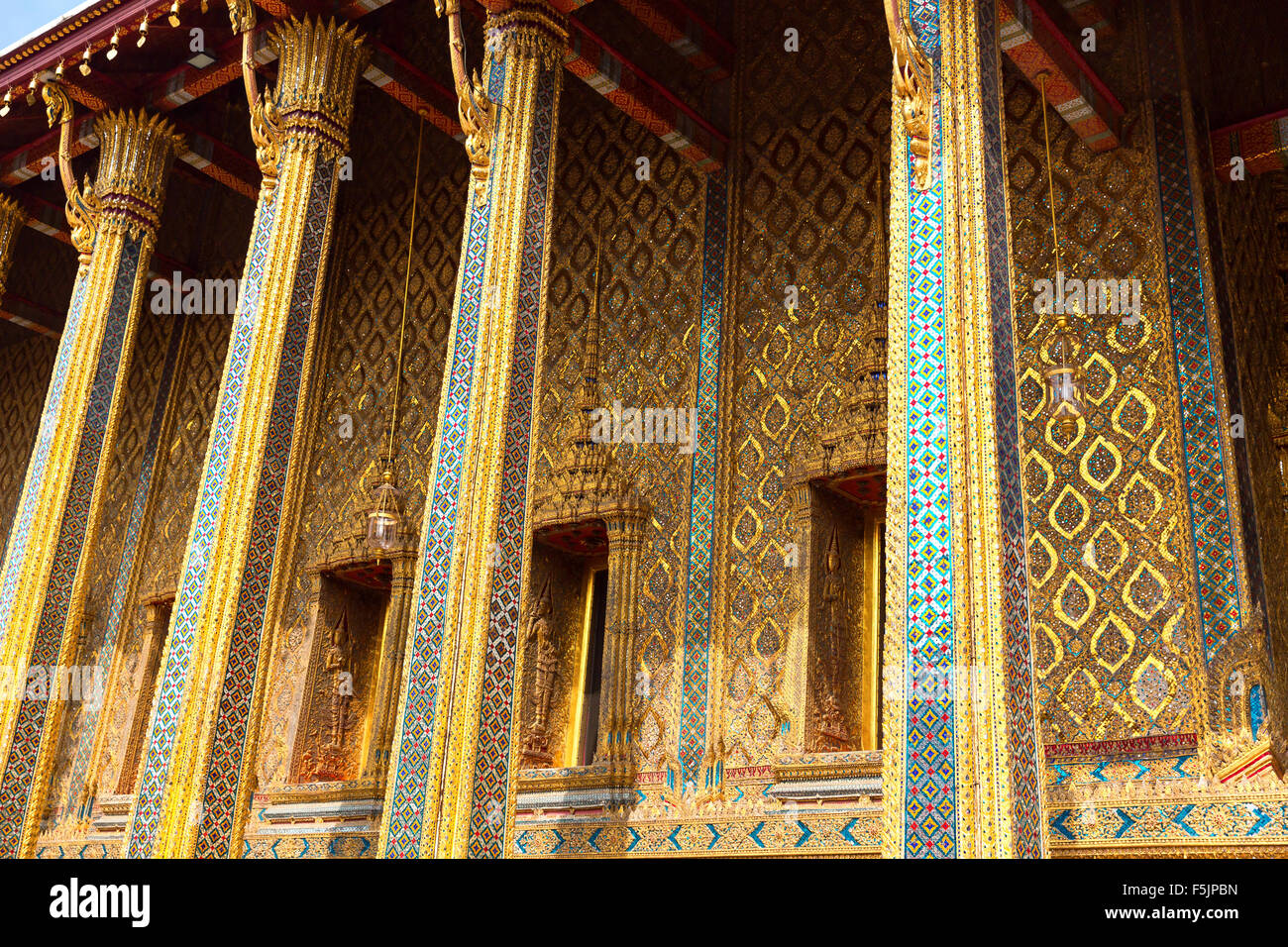 Columns in Wat Po Temple, Thailand Stock Photo