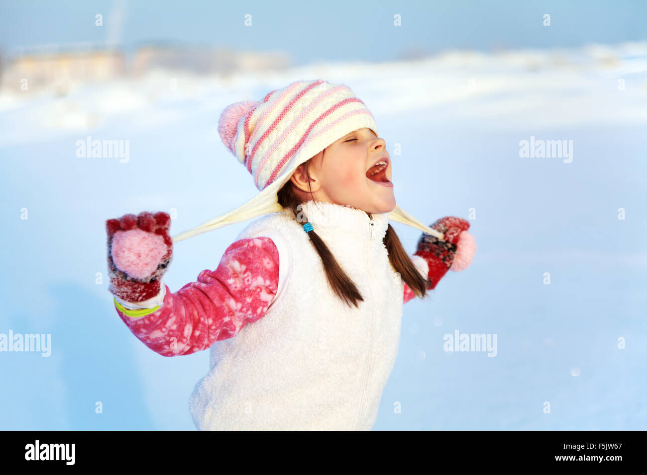 girl in the winter. child outdoors Stock Photo