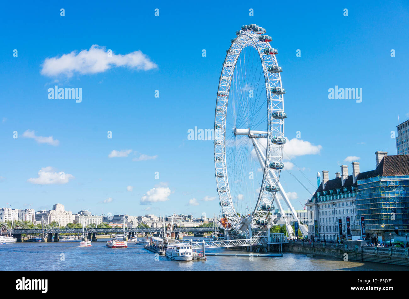 The London Eye a big ferris wheel carousel on the South Bank of the River Thames London England GB UK EU Europe Stock Photo