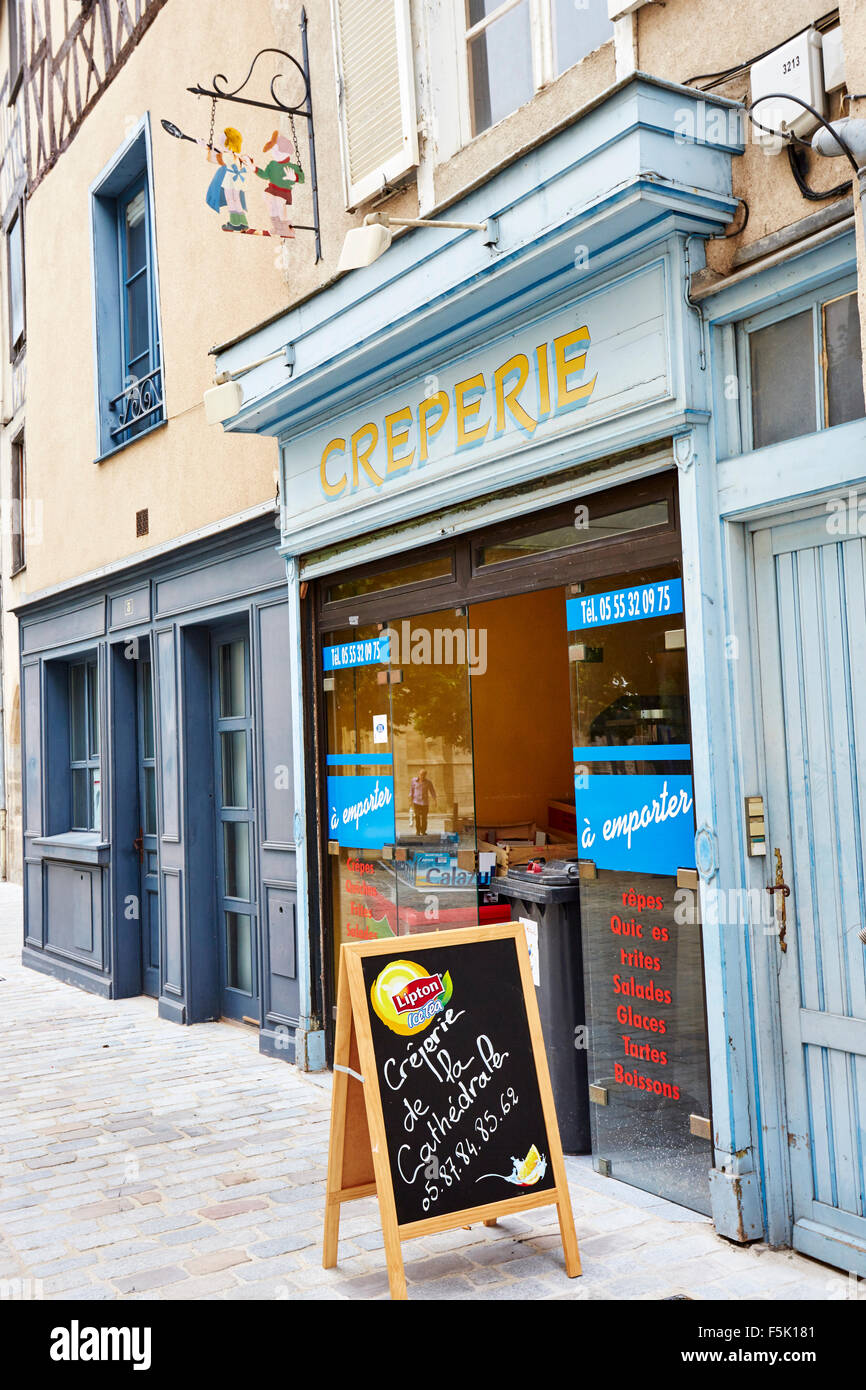 A creperie in Limoges, Limousin, Haute-Vienne, France. Stock Photo