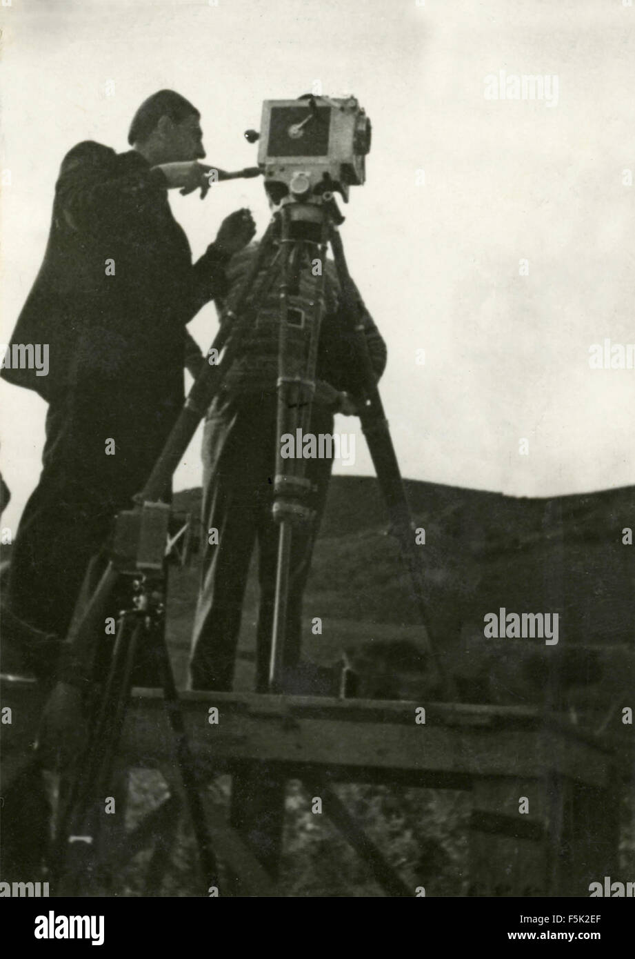 An operator filming at night , Italy Stock Photo Alamy