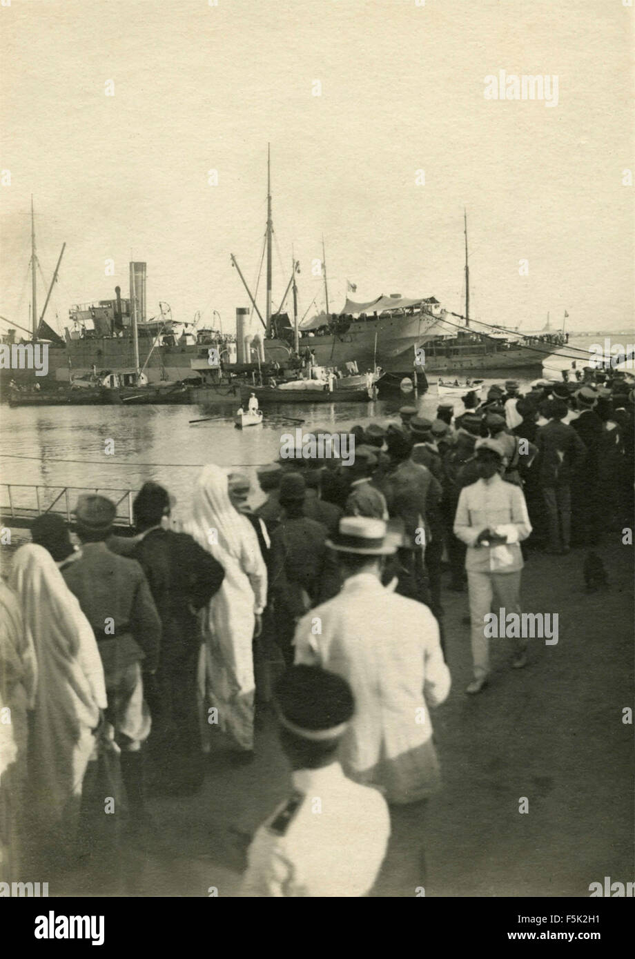 Embarkation of Italian General Joseph Moccagatta , Benghazi, Libya Stock Photo