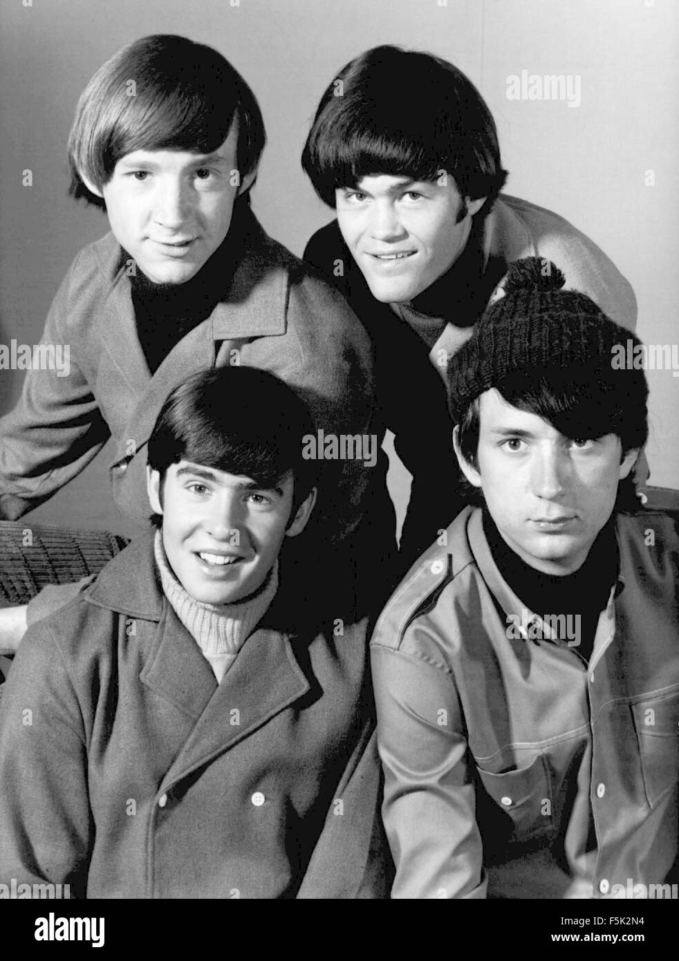 THE MONKEES  Promotional photo of Anglo-US pop group in 1966. Clockwise from top left: Pete Tork, Mickey Dolenz, Michael Nesmith, Davy Jones Stock Photo