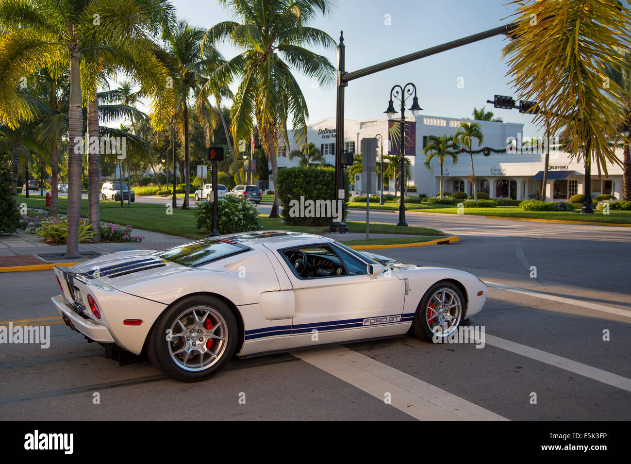 Ford GT stopped at traffic light in Naples, Florida, USA Stock Photo