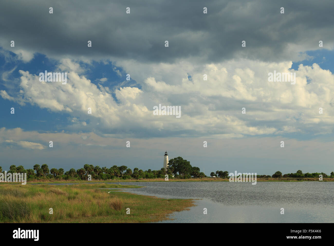 A landscape photograph of St. Marks Lighthouse in the National Wildlife Refuge near Tallahassee in Florida, USA. Stock Photo