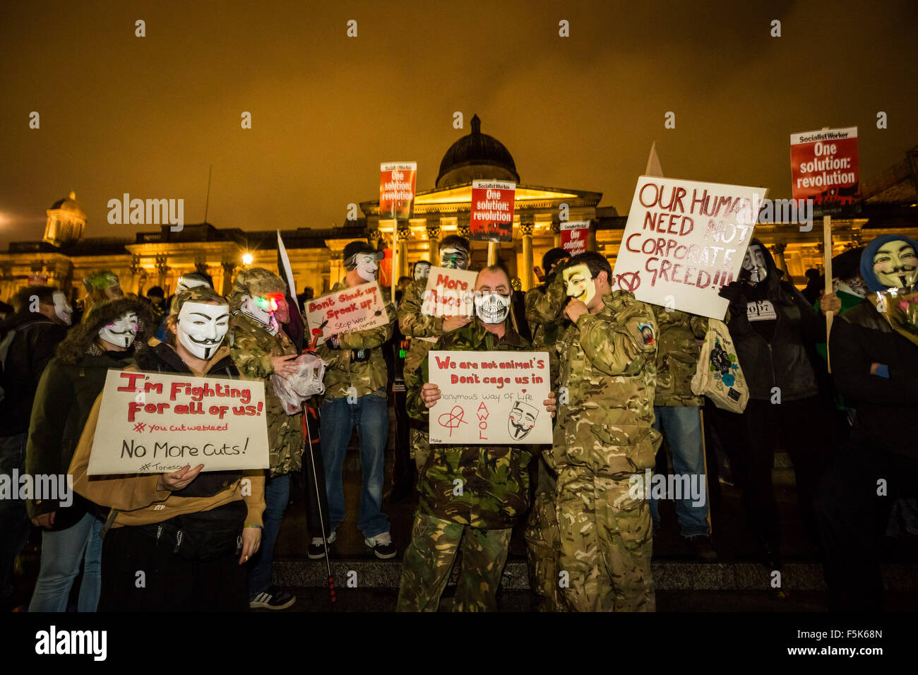 London, UK. 5th Nov, 2015.  'Million Mask March' anarchist protester demonstration in Westminster Credit:  Guy Corbishley/Alamy Live News Stock Photo