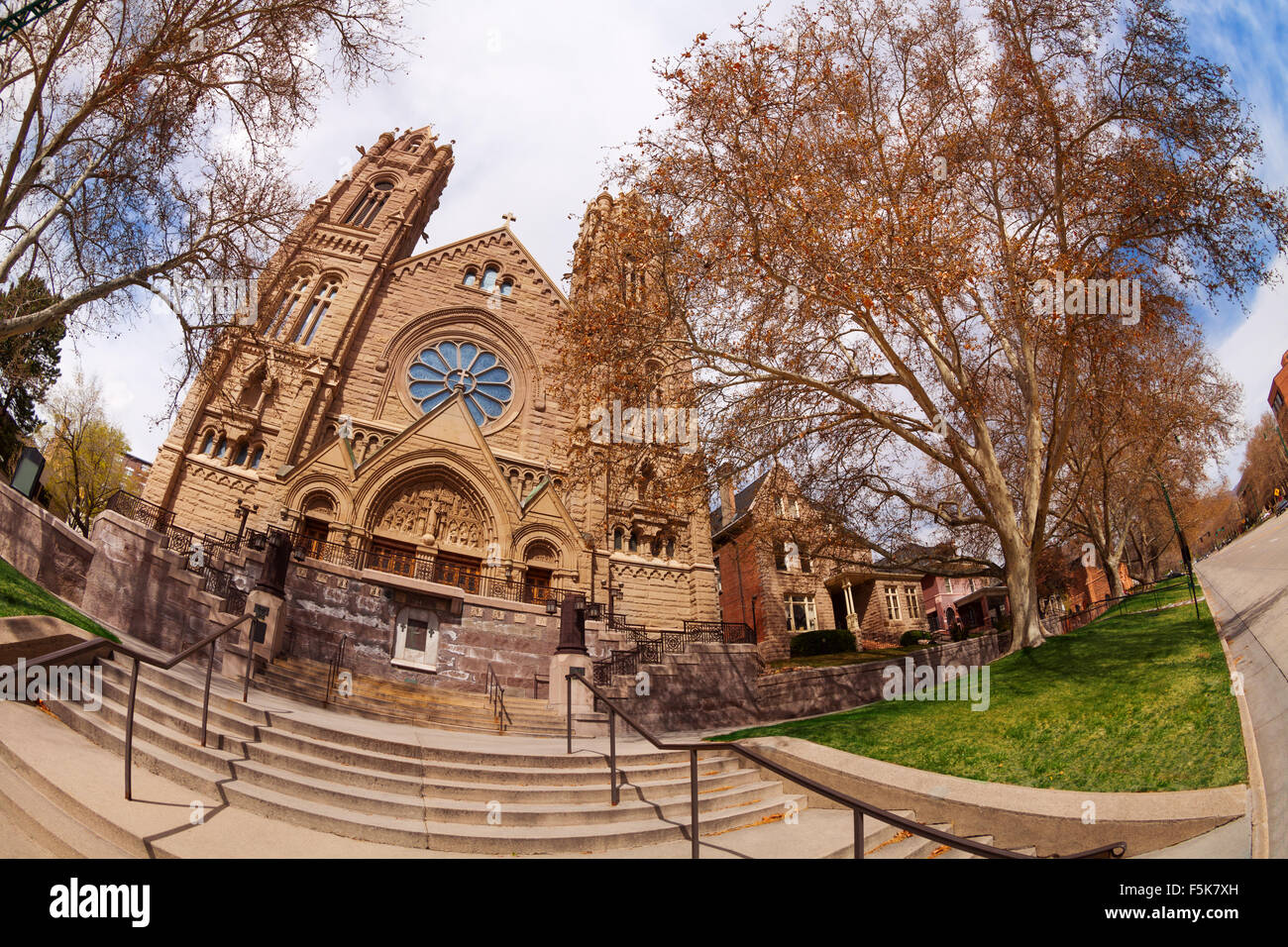 Fish Temples Eye Fish-eye view of South Temple, Salt Lake City Stock Photo - Alamy