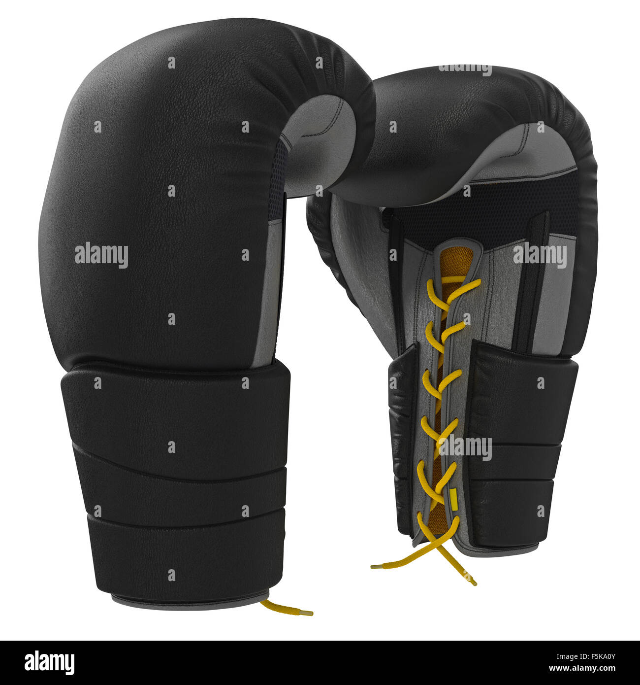 Lacing leather boxing gloves Stock Photo Alamy