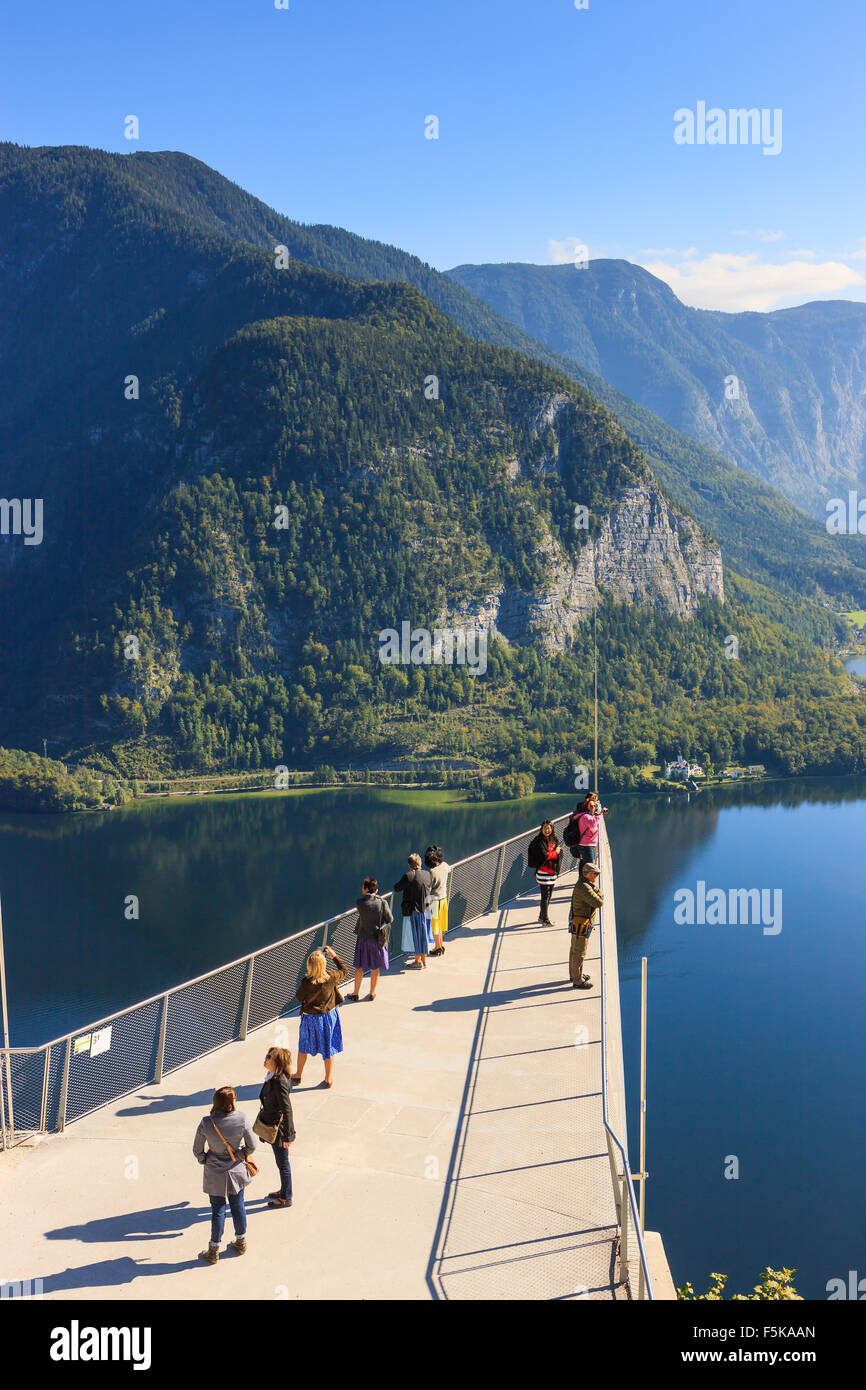 Aerial view on Hallstatt, in upper Austria is a village in the Salzkammergut, a region in Austria. Stock Photo