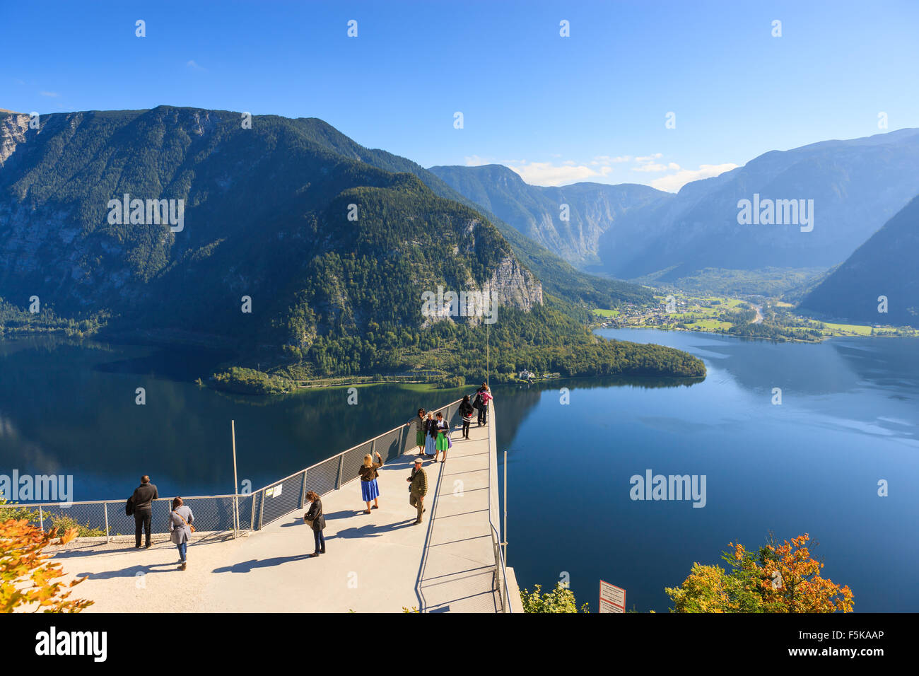 Aerial view on Hallstatt, in upper Austria is a village in the Salzkammergut, a region in Austria. Stock Photo