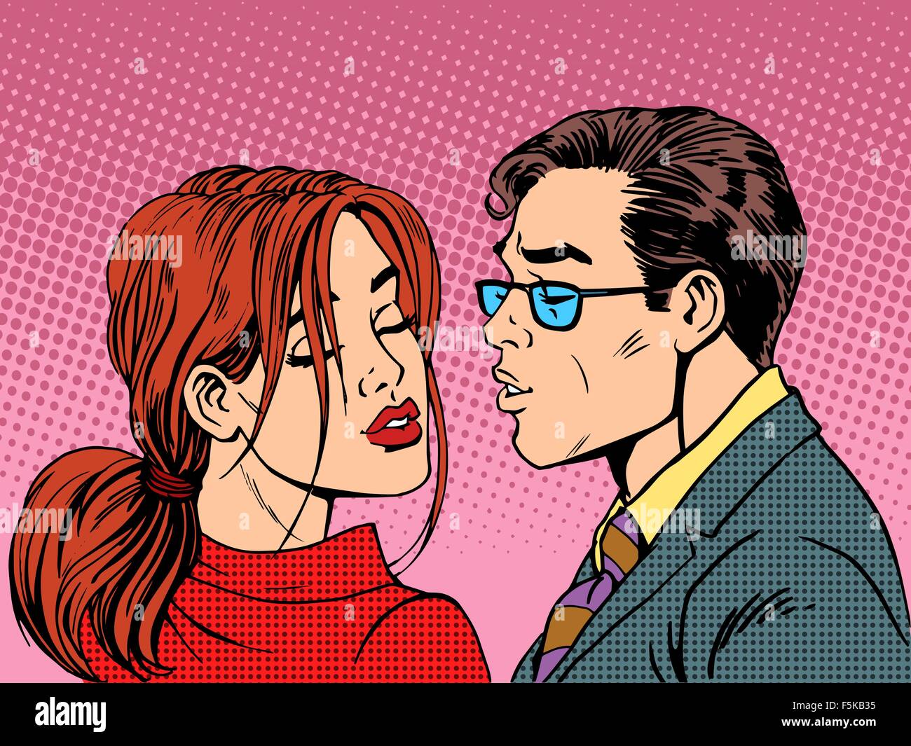 man woman kiss love romance couple Stock Vector Image & Art - Alamy