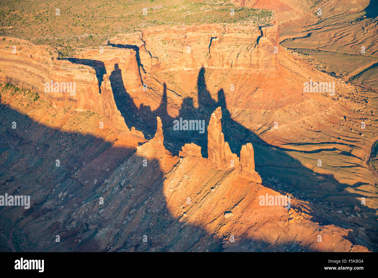 Moses and Zeus pinnacles, Canyonlands National Park, Utah, Taylor Canyon, Island in the Sky, Green River Stock Photo