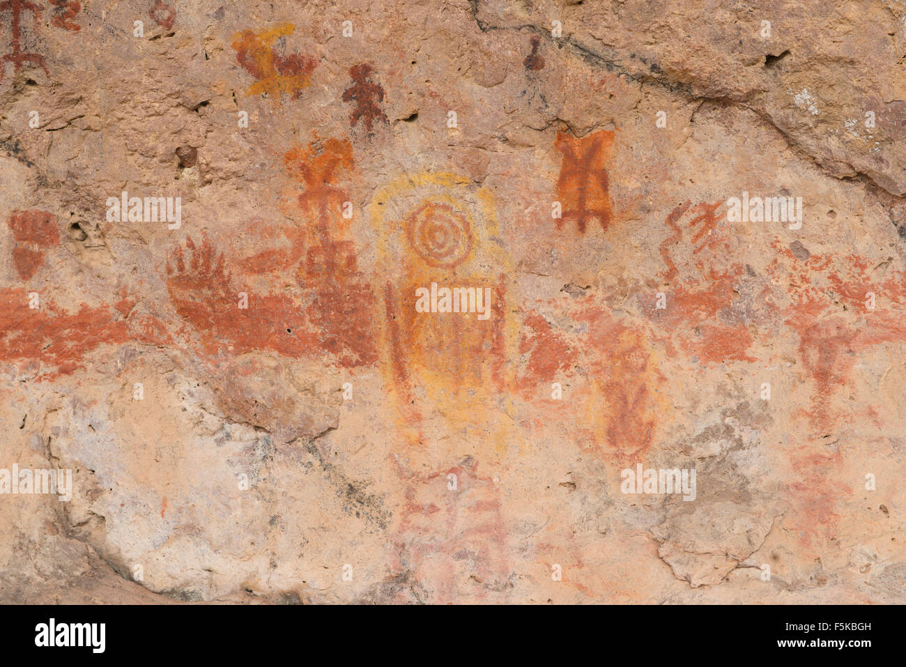 Rock art in cave,   Dixie National Forest, Utah ,Ancient  neoiconic pictographs Stock Photo