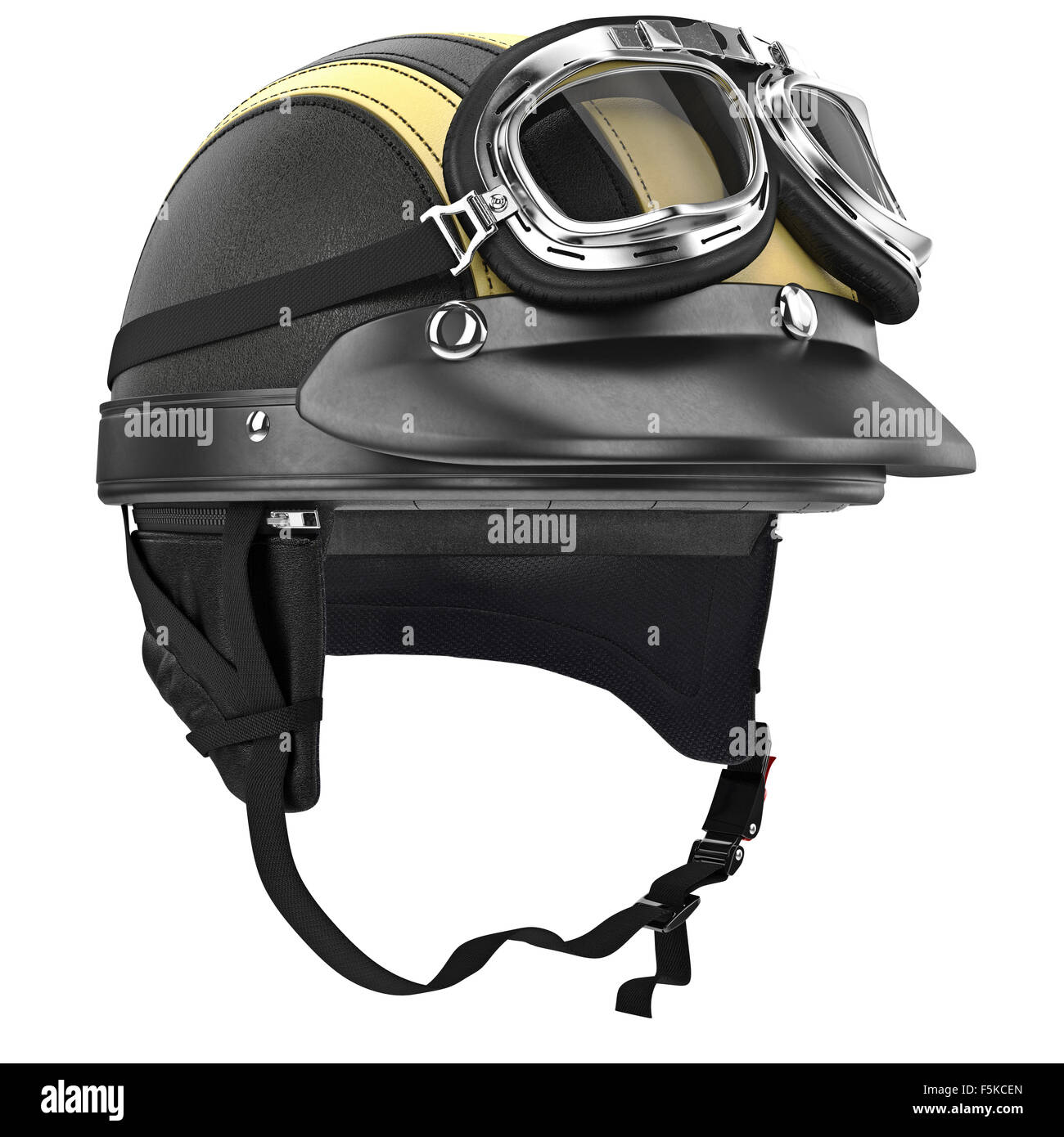 Leather motorcycle helmet and goggles retro style Stock Photo - Alamy