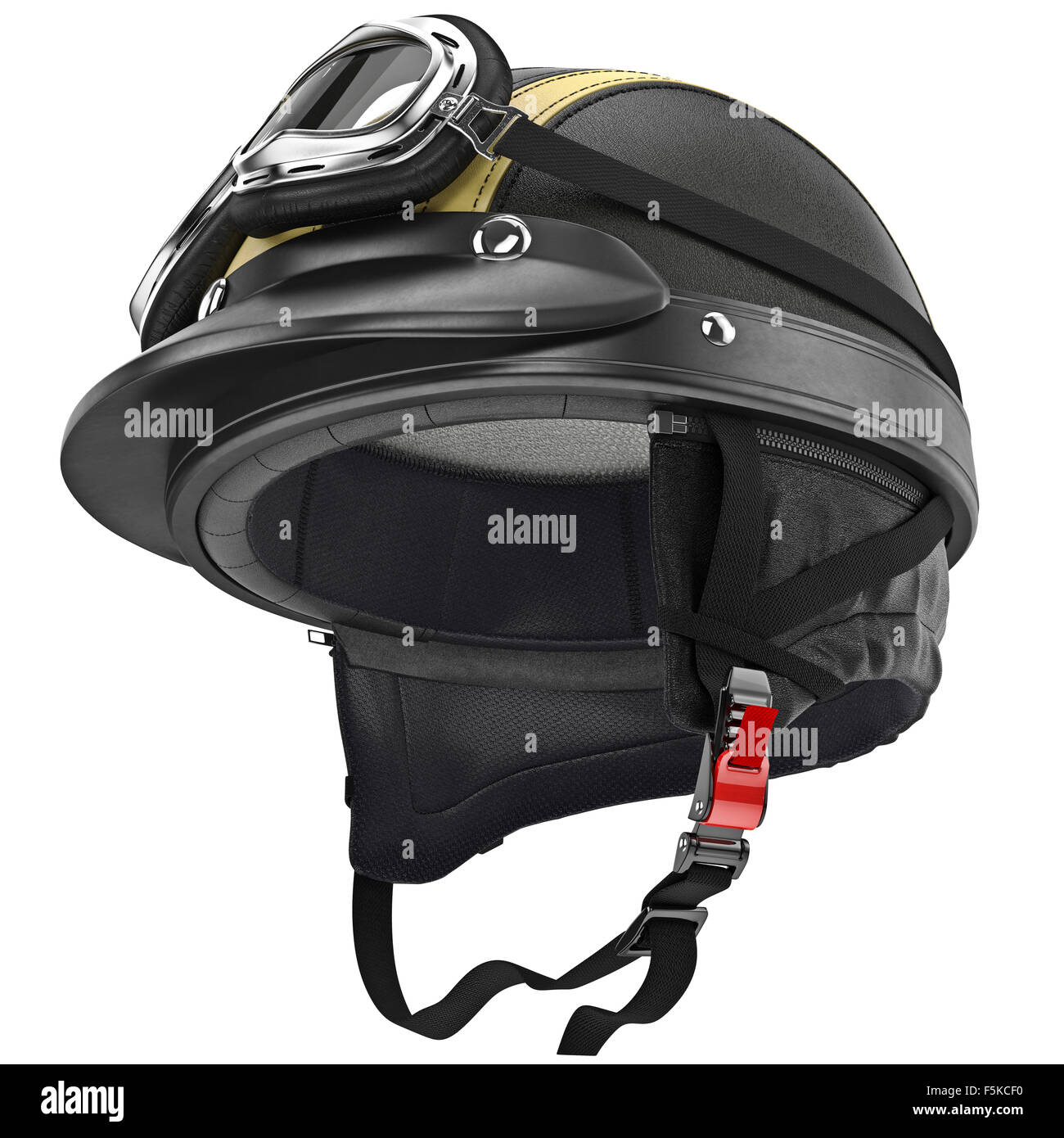 Protective ears for fastening leather motorcycle helmet retro style