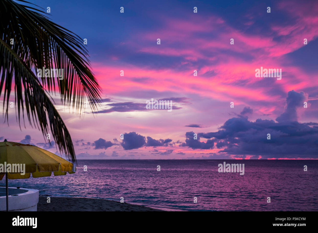 A gloriously beautiful sunset on St. Croix, U.S. Virgin Islands, west end. Stock Photo