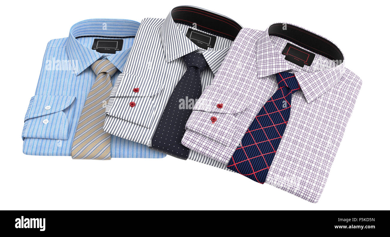 Set classic men's shirts and ties Stock Photo Alamy
