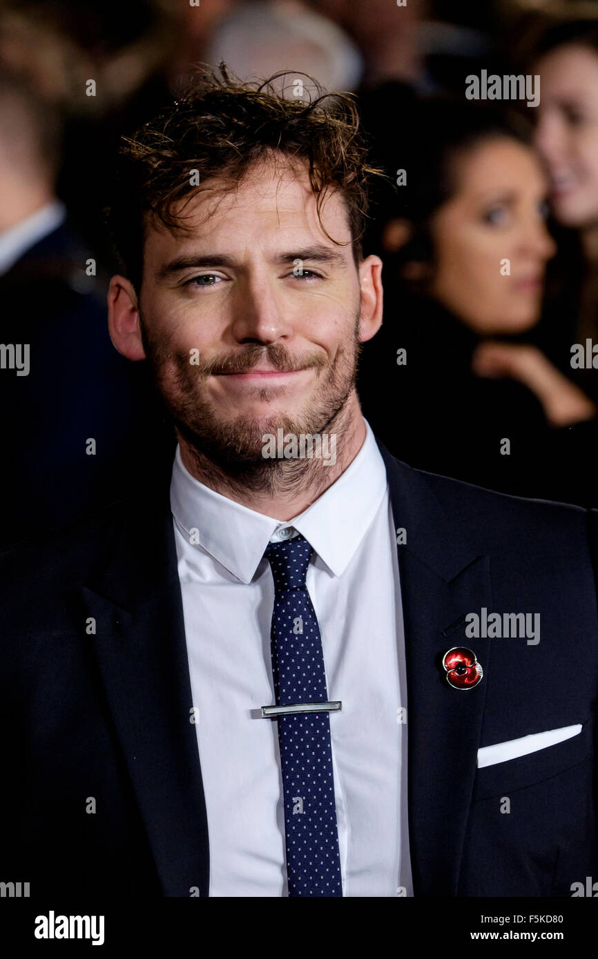 Sam Claflin attends the UK Premiere of The Hunger Games: Mockingjay ...