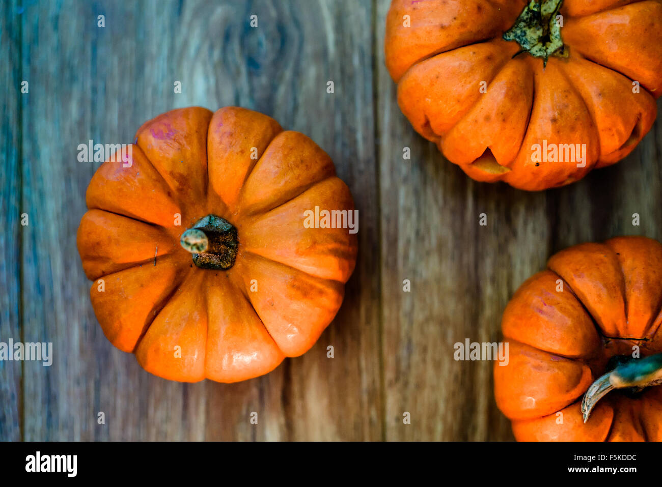Pumpkins on the wooden background Stock Photo