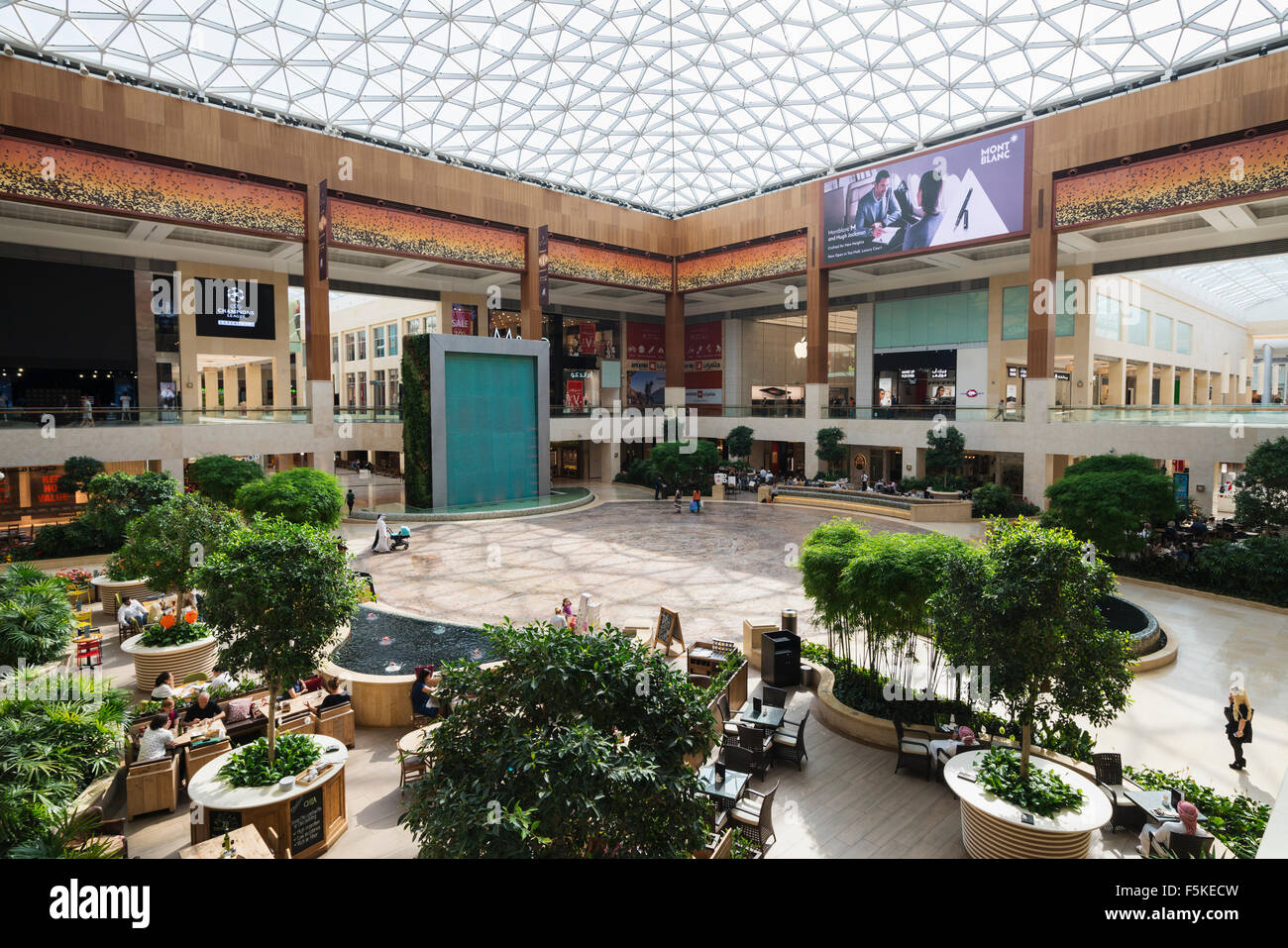 Interior of atrium at new Yas Mall on Yas Island in Abu Dhabi United Arab Emirates Stock Photo