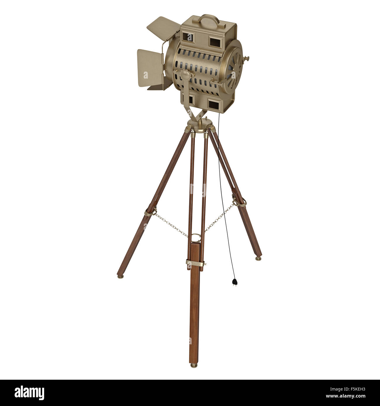 Stage lamp with wooden tripod Stock Photo
