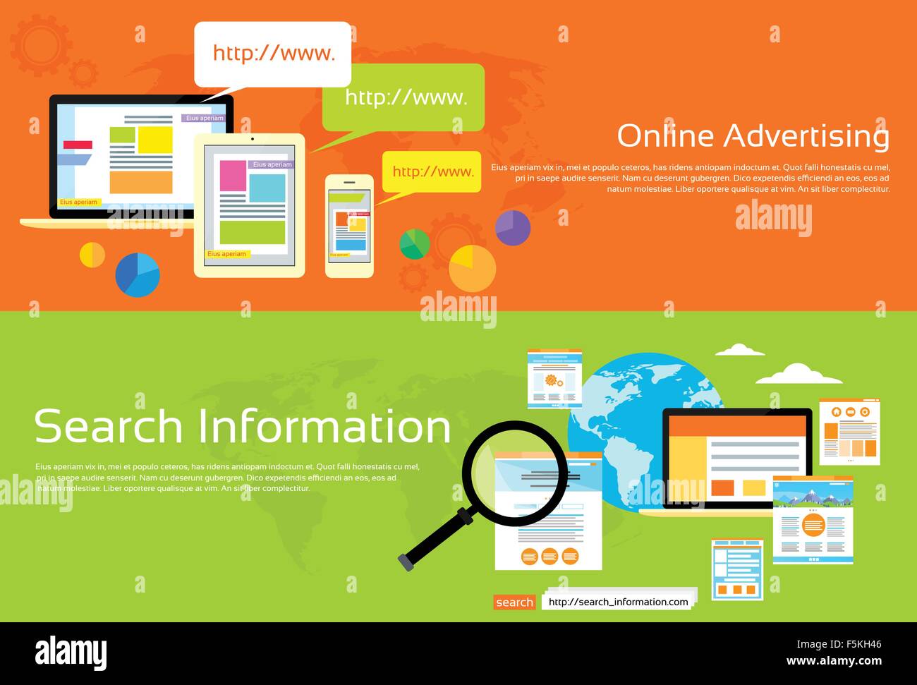 Online Advertising Search Information Banner Set Stock Vector Art