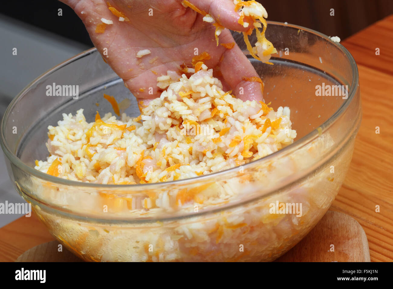 Cooking Minced chicken with rice Stock Photo Alamy