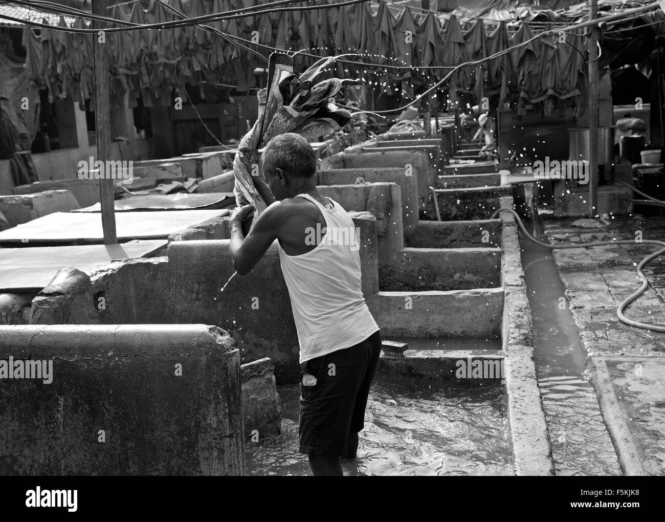 The image of Washerman shot at Dhobi Gaht in Mumbai, India Stock Photo